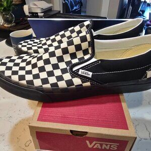 VANS Authentic Black White Checkerboard Classic Slip-On Shoe Mens Size 10.5 NEW